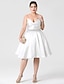 cheap Cocktail Dresses-Ball Gown Fit &amp; Flare Open Back Cute Holiday Homecoming Cocktail Party Dress V Neck Sleeveless Knee Length Satin with Sash / Ribbon Pleats Beading  / Prom