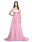 cheap Special Occasion Dresses-A-Line Off Shoulder Sweep / Brush Train Chiffon / Lace Dress with Lace / Sash / Ribbon / Pleats by TS Couture®