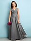 cheap Junior Bridesmaid Dresses-A-Line Floor Length Junior Bridesmaid Dress Chiffon Sleeveless V Neck with Criss Cross / Natural / Mini Me