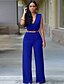 preiswerte Jumpsuits für Damen-Damen Overall Einfarbig Tiefes V Strassenmode Täglich Wochenende Breites Bein Regular Fit Ärmellos Weiß Schwarz Grau S M L Frühling