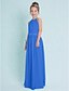 cheap Junior Bridesmaid Dresses-Sheath / Column Floor Length Junior Bridesmaid Dress Chiffon Sleeveless Halter Neck with Sash / Ribbon 2022 / Natural