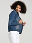 preiswerte Damenjacken-Damen Jeansjacke Täglich Frühling Kurz Mantel Hemdkragen Moderne zeitgenössische Jacken Langarm Einfarbig Blau