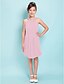 cheap Junior Bridesmaid Dresses-Sheath / Column Straps Knee Length Chiffon Junior Bridesmaid Dress with Draping / Sash / Ribbon / Criss Cross / Spring / Summer / Fall / Hourglass / Inverted Triangle