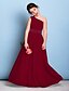 cheap Junior Bridesmaid Dresses-A-Line Floor Length Junior Bridesmaid Dress Chiffon Sleeveless One Shoulder with Sash / Ribbon 2022 / Natural