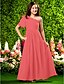 cheap Junior Bridesmaid Dresses-Princess / A-Line One Shoulder Floor Length Chiffon Junior Bridesmaid Dress with Bow(s) / Ruched / Beading / Spring / Summer / Fall / Apple / Hourglass