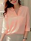 cheap Plus Size Tops-Women&#039;s Blouse Solid Colored V Neck Pink Light Blue Gray White Black Daily Going out Clothing Apparel