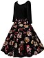 tanie Sukienki w stylu vintage-Damskie Wyjściowe Vintage Linia A Sukienka - Kwiaty Patchwork Midi