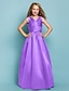 billige Šaty pro mladé družičky-Princess Floor Length V Neck Satin Summer Junior Bridesmaid Dresses&amp;Gowns With Sash / Ribbon Blue Kids Wedding Guest Dress 4-16 Year