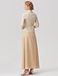 cheap Mother of the Bride Dresses-A-Line Mother of the Bride Dress Convertible Dress Square Neck Ankle Length Chiffon Corded Lace 3/4 Length Sleeve with Lace 2022