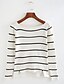 cheap Women&#039;s Sweaters-Women&#039;s Daily Striped Long Sleeve Regular Pullover, Round Neck Spring / Fall Cotton White / Black One-Size / Fine Stripe