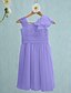 cheap Junior Bridesmaid Dresses-Sheath / Column Straps Knee Length Chiffon Junior Bridesmaid Dress with Ruffles / Side Draping