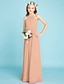 Χαμηλού Κόστους Φορέματα για παρανυφάκια-Γραμμή Α Μακρύ Λαιμός Σιφόν Junior Bridesmaid Dresses &amp; Gowns Με Ζώνη / Κορδέλα Ροζ Παιδικό γαμήλιο φόρεμα καλεσμένων 4-16 ετών
