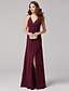 cheap Special Occasion Dresses-A-Line Elegant Minimalist Holiday Cocktail Party Prom Dress V Neck Sleeveless Floor Length Chiffon with Sash / Ribbon Criss Cross 2020 / Formal Evening