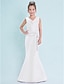 Χαμηλού Κόστους Φορέματα για παρανυφάκια-Τρομπέτα / Γοργόνα Μακρύ Λαιμόκοψη V Σατέν Junior Bridesmaid Dresses &amp; Gowns Με Χιαστί Παιδικό γαμήλιο φόρεμα καλεσμένων 4-16 ετών