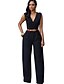 preiswerte Jumpsuits für Damen-Damen Overall Einfarbig Tiefes V Strassenmode Täglich Wochenende Breites Bein Regular Fit Ärmellos Weiß Schwarz Grau S M L Frühling