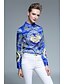 cheap Plus Size Tops-Women&#039;s Shirt Floral Shirt Collar Blue Work Print Clothing Apparel Sophisticated / Long Sleeve