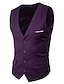 baratos Men&#039;s Vest-Men&#039;s Winter Coat Vest Waistcoat Wedding Business Casual Smart Casual Spring Classic Style Polyester Solid Colored V Neck Black Wine Red Navy Blue Vest