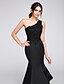 cheap Special Occasion Dresses-Mermaid / Trumpet Dress Formal Evening Chapel Train Sleeveless One Shoulder Satin with Appliques