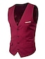 cheap Men&#039;s Vest-Men&#039;s Winter Coat Vest Waistcoat Wedding Business Casual Smart Casual Spring Classic Style Polyester Solid Colored V Neck Black Wine Red Navy Blue Vest