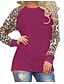 voordelige Grote maten topjes-Women&#039;s Blouse Leopard Cheetah Print Plus Size Round Neck Going out Patchwork Long Sleeve Tops Streetwear Green White Black