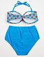 preiswerte Bikinis und Bademode-Damen Retro Halter Blau Bandeau Hohe Taillenlinie Bikinis Bademode Badeanzug - Punkt Rückenfrei S M L Blau