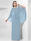 Χαμηλού Κόστους Βραδινά Φορέματα-Ίσια Γραμμή Κομψό Φόρεμα Επισκέπτης γάμου Μακρύ Αμάνικο Με Κόσμημα Σιφόν με Κρυστάλλινη λεπτομέρεια 2023