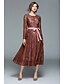 cheap Women&#039;s Dresses-Women&#039;s Maxi Wine Dress Street chic Fall Going out Work A Line Color Block Solid Colored M L