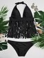 cheap Women&#039;s Swimwear-Women&#039;s Swimwear Bikini Swimsuit Black Halter Neck Bathing Suits / Padded Bras / Sexy