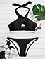 abordables Maillots de Bain Femme &amp; Bikinis-Femme Sportif Bikinis Maillot de bain Couleur Pleine Licou Maillots de Bain Maillots de bain Noir