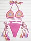 cheap Women&#039;s Swimwear &amp; Bikinis-Women&#039;s Crochet Boho Bikini Swimsuit Print Halter Neck Swimwear Bathing Suits White Purple Khaki Green