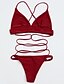 baratos Biquínis e Roupas de Banho Femininas-Mulheres Sólido Biquíni roupa de banho Sólido Nadador Roupa de Banho Fatos de banho Vermelho