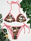 cheap Bikinis-Women&#039;s Triangle Bikini Swimsuit Print Camo / Camouflage Halter Neck Swimwear Bathing Suits Fuchsia
