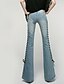 preiswerte Damenhosen-Damen Jeans Hose Täglich Mikro-elastisch Einfarbig Baumwolle Hohe Hüfthöhe Leicht Blau S M L XL