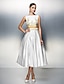 זול שמלות קוקטייל-גזרת A שמלות קוקטייל אלגנטית שמלה אורחת חתונה נשף רקודים באורך הקרסול ללא שרוולים עם תכשיטים סאטן V חזרה עם קפלים אפליקציות 2024