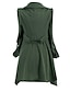 baratos Trench Coats Femininos-Mulheres Colarinho de Camisa Primavera Casaco Longo Padrão Sólido Diário Algodão Preto Vermelho Verde Tropa M L XL / Outono