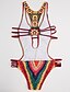 cheap One-piece swimsuits-Women&#039;s Swimwear One Piece Swimsuit Backless Print Striped Rainbow Plunging Neck Bathing Suits / Super Sexy