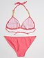 baratos Bikini-Mulheres Básico Com Alças Vermelho Triângulo Tanga Biquíni Roupa de Banho roupa de banho - Sólido S M L Vermelho / Sexy