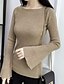cheap Women&#039;s Sweaters-Women&#039;s Solid Colored Pullover Long Sleeve Regular Sweater Cardigans Boat Neck Fall Winter Wine White Black / Flare Sleeve