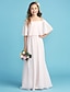 Χαμηλού Κόστους Φορέματα για παρανυφάκια-Γραμμή Α Μακρύ Ώμοι Έξω Σιφόν Junior Bridesmaid Dresses &amp; Gowns Με Πλισέ Παιδικό γαμήλιο φόρεμα καλεσμένων 4-16 ετών
