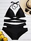 baratos Bikini-Mulheres Roupa de Banho Biquíni Normal roupa de banho Em Cruz Cor Sólida Preto Tomara-que-caia Fatos de banho Sólido