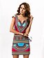 זול שמלות עם הדפס-צווארון V מיני דפוס, שבטי - שמלה צינור סגנון רחוב חגים בגדי ריקוד נשים / רזה