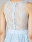 cheap Bridesmaid Dresses-A-Line Bridesmaid Dress Jewel Neck Sleeveless Sparkle &amp; Shine Asymmetrical Lace with Sash / Ribbon