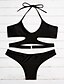 cheap Women&#039;s Lingerie-Women&#039;s Solid Bikini Swimsuit Solid Colored Bandeau Swimwear Bathing Suits Black