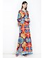 cheap Women&#039;s Dresses-Women&#039;s Flare Sleeve Plus Size Party Basic / Boho Maxi Loose Dress - Floral Spring Cotton Rainbow XL XXL XXXL