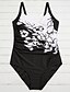 cheap One-piece swimsuits-Women&#039;s Swimwear One Piece Plus Size Swimsuit for Big Busts Print Floral Black Wrap Strap Bathing Suits