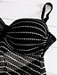 preiswerte Badekleidung für Damen-Damen Bademode Tankini Übergröße Badeanzug Gitter Schwarz Gurt Badeanzüge