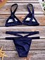 billige Bikinier og damemote-Dame Badetøy Bikini Badedrakt Ensfarget Svart Hvit Marineblå Trekant Med stropper Badedrakter