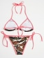 cheap Bikinis-Women&#039;s Triangle Bikini Swimsuit Print Camo / Camouflage Halter Neck Swimwear Bathing Suits Fuchsia