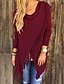 cheap Women&#039;s Blouses &amp; Shirts-Women&#039;s Blouse T shirt Tee Shirt Green Wine Red Plain Solid Colored Tassel Fringe Long Sleeve Going out Streetwear Tassel Round Neck Plus Size S