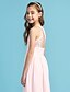 cheap Junior Bridesmaid Dresses-Princess / A-Line Jewel Neck Floor Length Chiffon / Lace Junior Bridesmaid Dress with Lace / Criss Cross